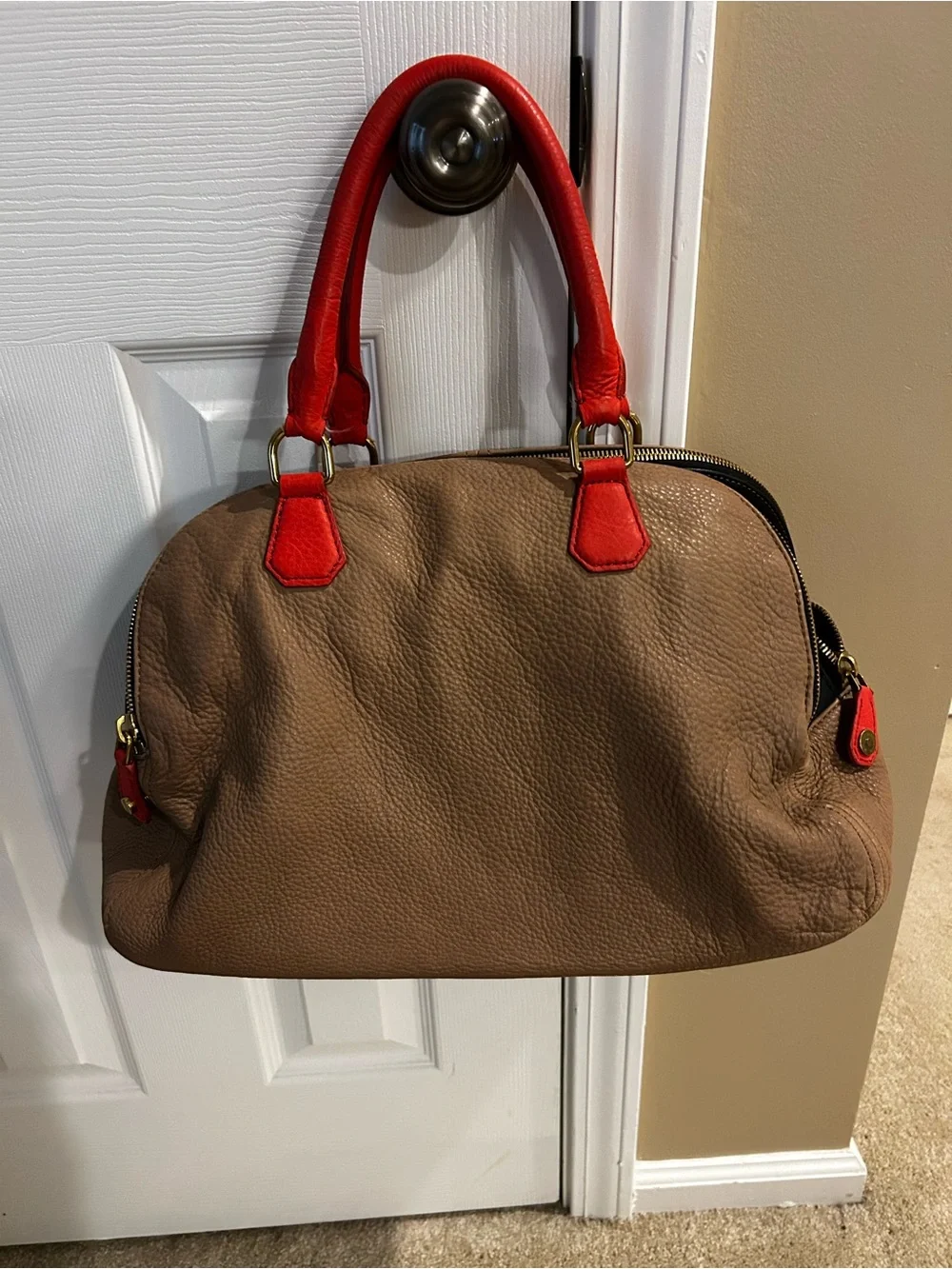 J.Crew JCrew Colorblock The Biennial Satchel Purse Bag Leather Gold Hardware